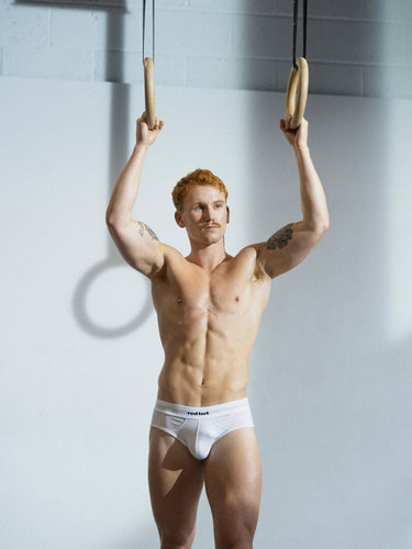 Core Hip Brief Mono-Tone - White - Red Hot 100