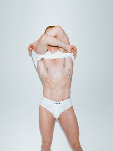 Core Hip Brief Mono-Tone - White - Red Hot 100