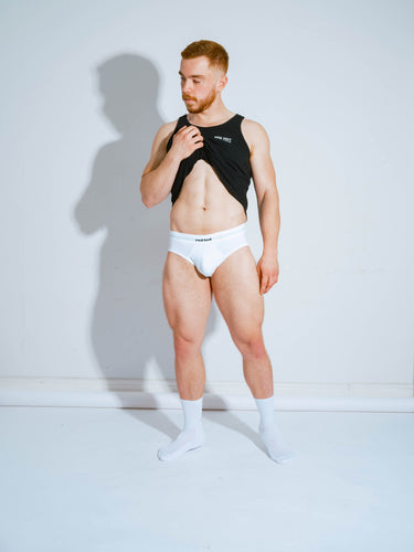 Core Hip Brief Mono-Tone - White - Red Hot 100