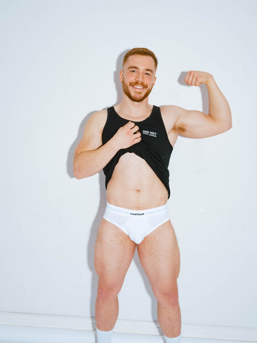 Core Hip Brief Mono-Tone - White - Red Hot 100